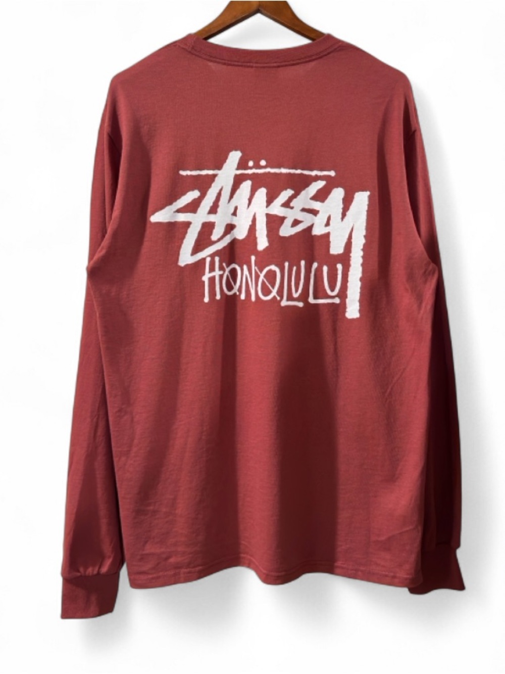 Stüssy Honolulu Chapter Burgundy Long Sleeve Shirt Size Men’s Large (NWOT)
